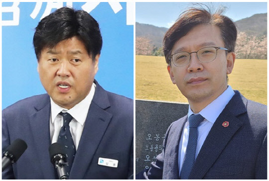 김용(왼쪽) 민주연구원 부원장과 현근택 변호사. <현근택 SNS, 연합뉴스>